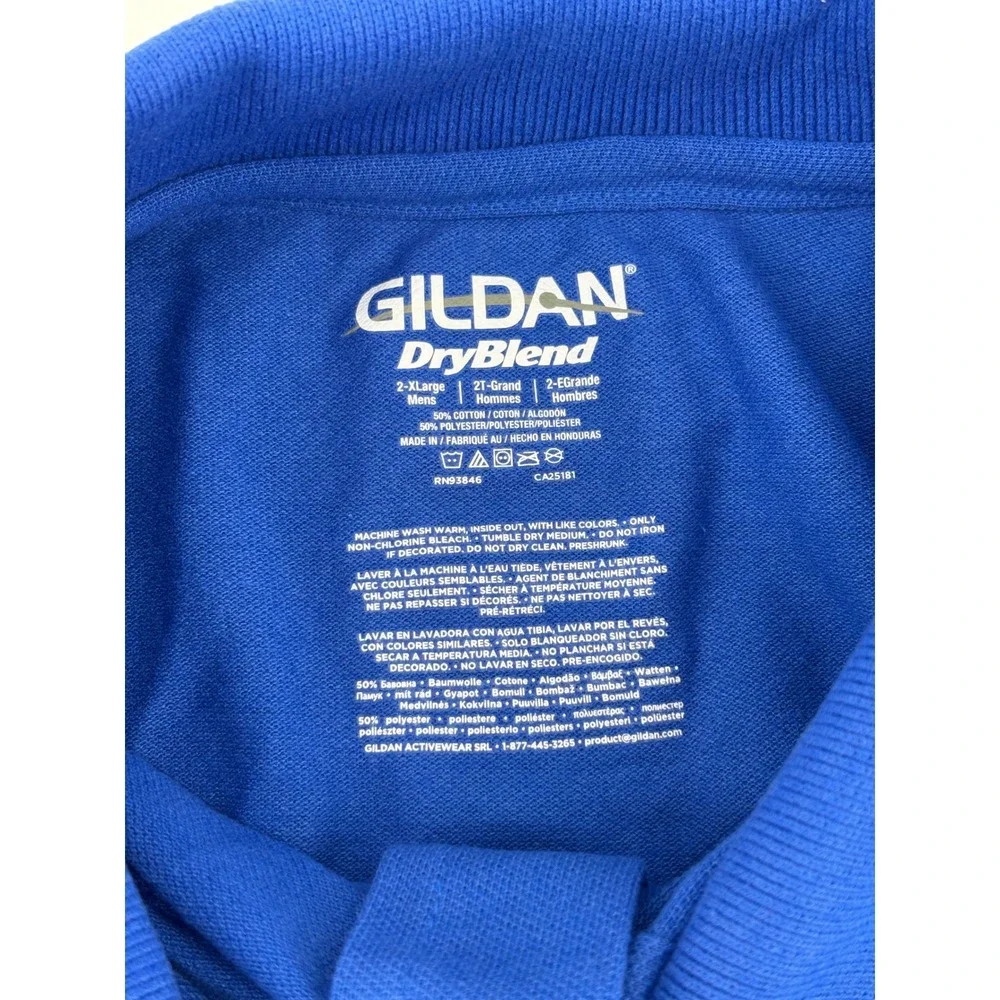 Gildan‎ DryBlend Polo Shirt 2XL Blue Short Sleeve Pique Knit Mens